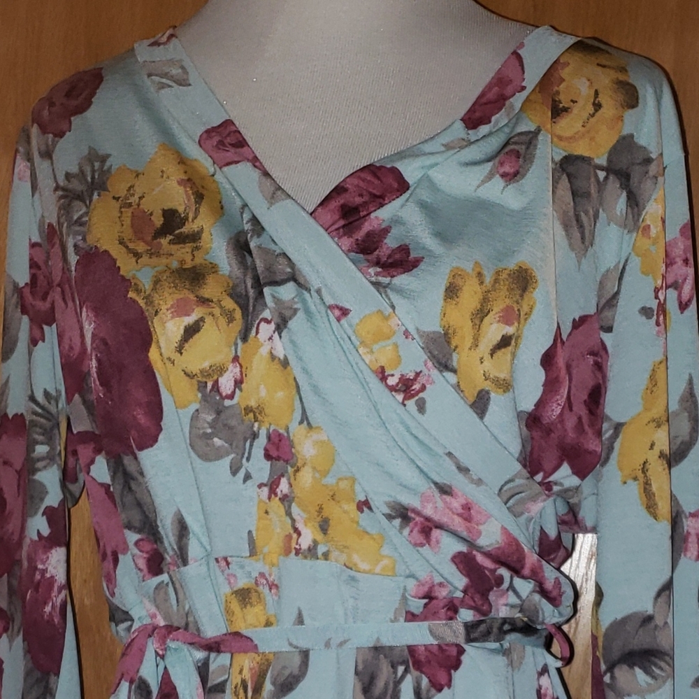Aqua Floral Dress - Picture 4 of 5